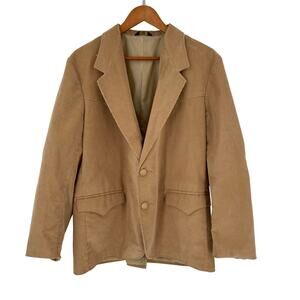 Vintage tan corduroy blazer mens size 46 shirt Elbow patches PioneerWear